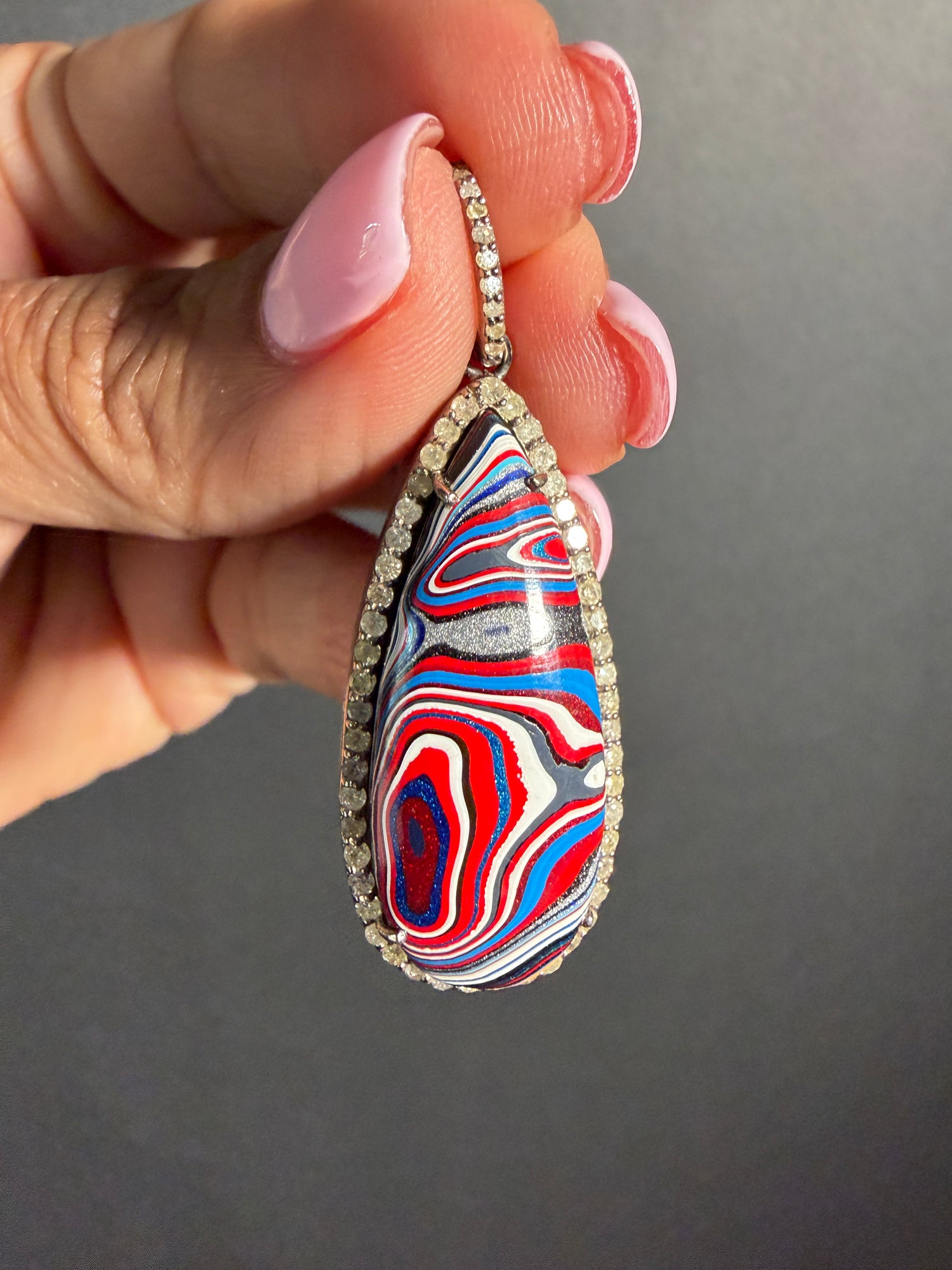 Limited Edition Red Fordite Diamond Pendant | Ulka Rocks