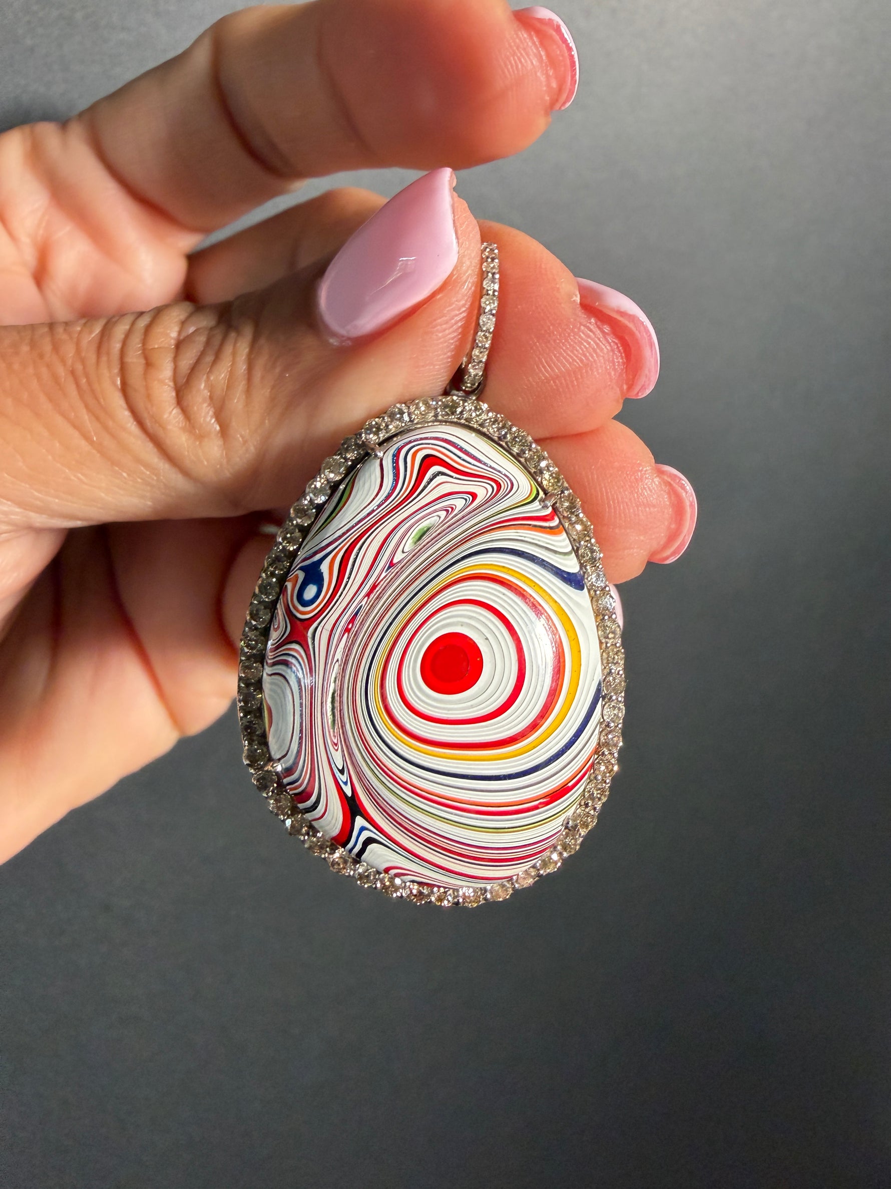 Limited Edition Red Fordite Diamond Pendant | Ulka Rocks
