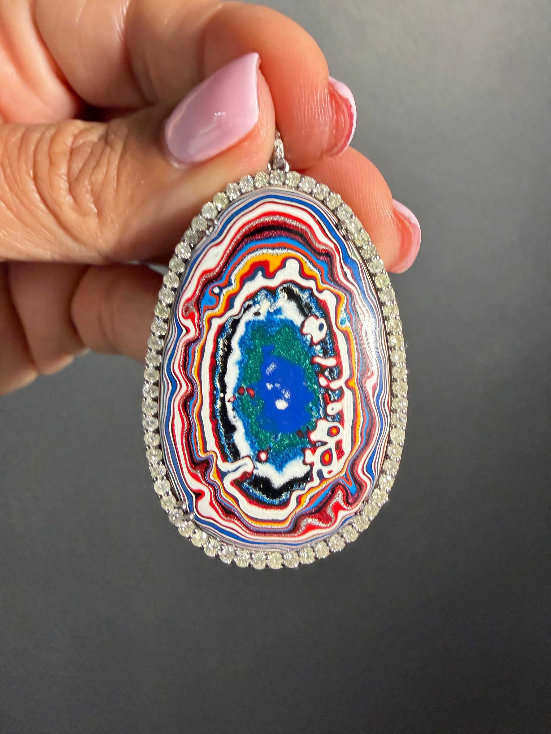 Limited Edition Red Fordite Diamond Pendant | Ulka Rocks