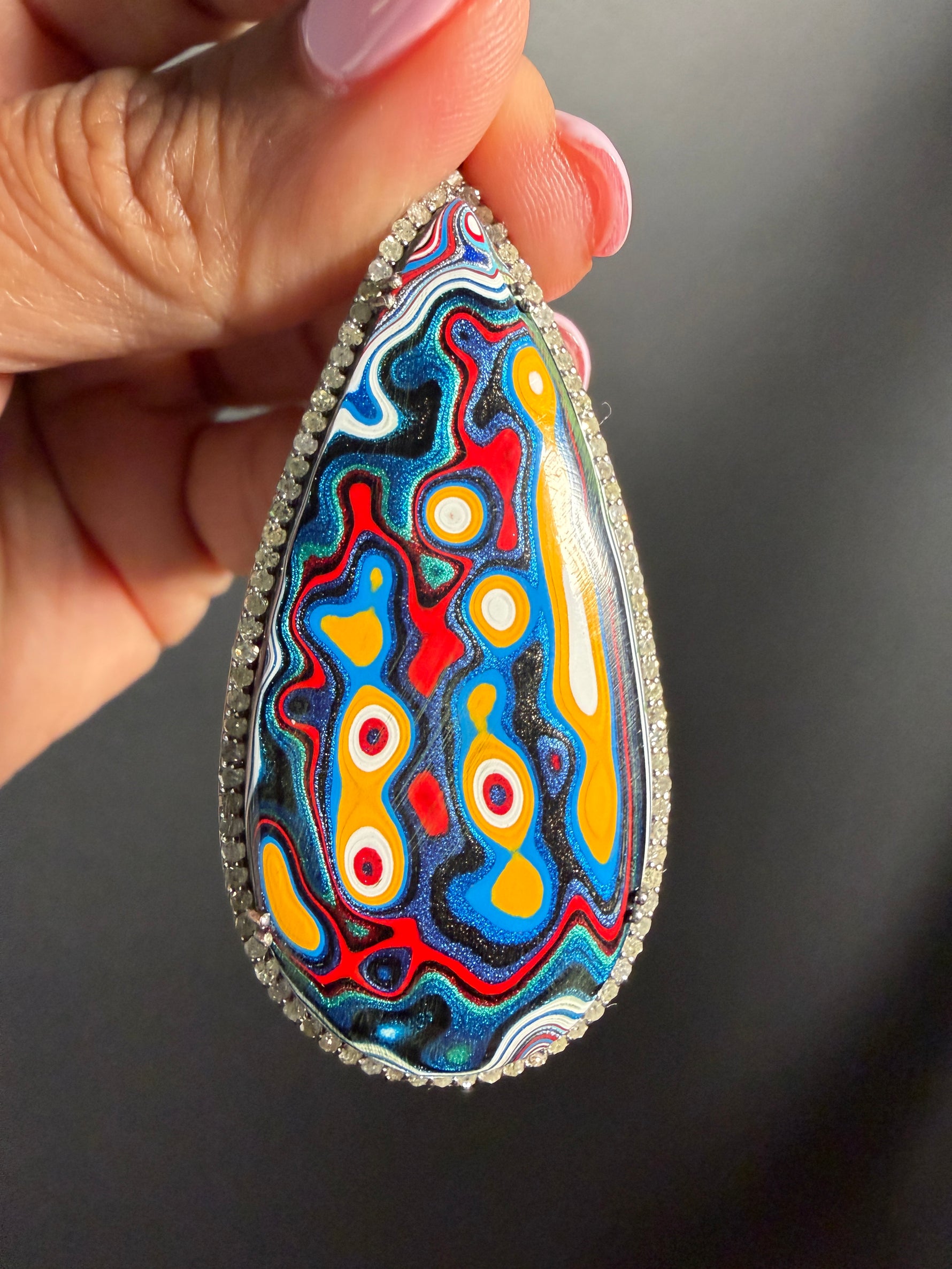 Limited Edition Red Fordite Diamond Pendant | Ulka Rocks