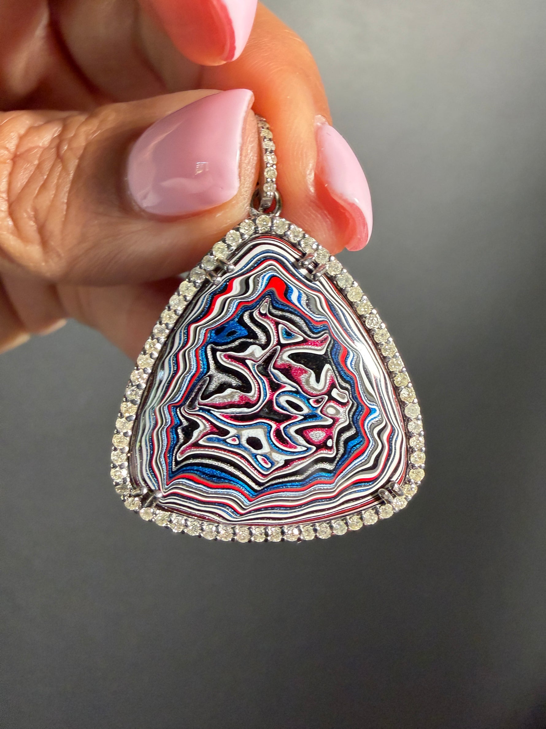 Limited Edition Gray Fordite Diamond Pendant | Ulka Rocks