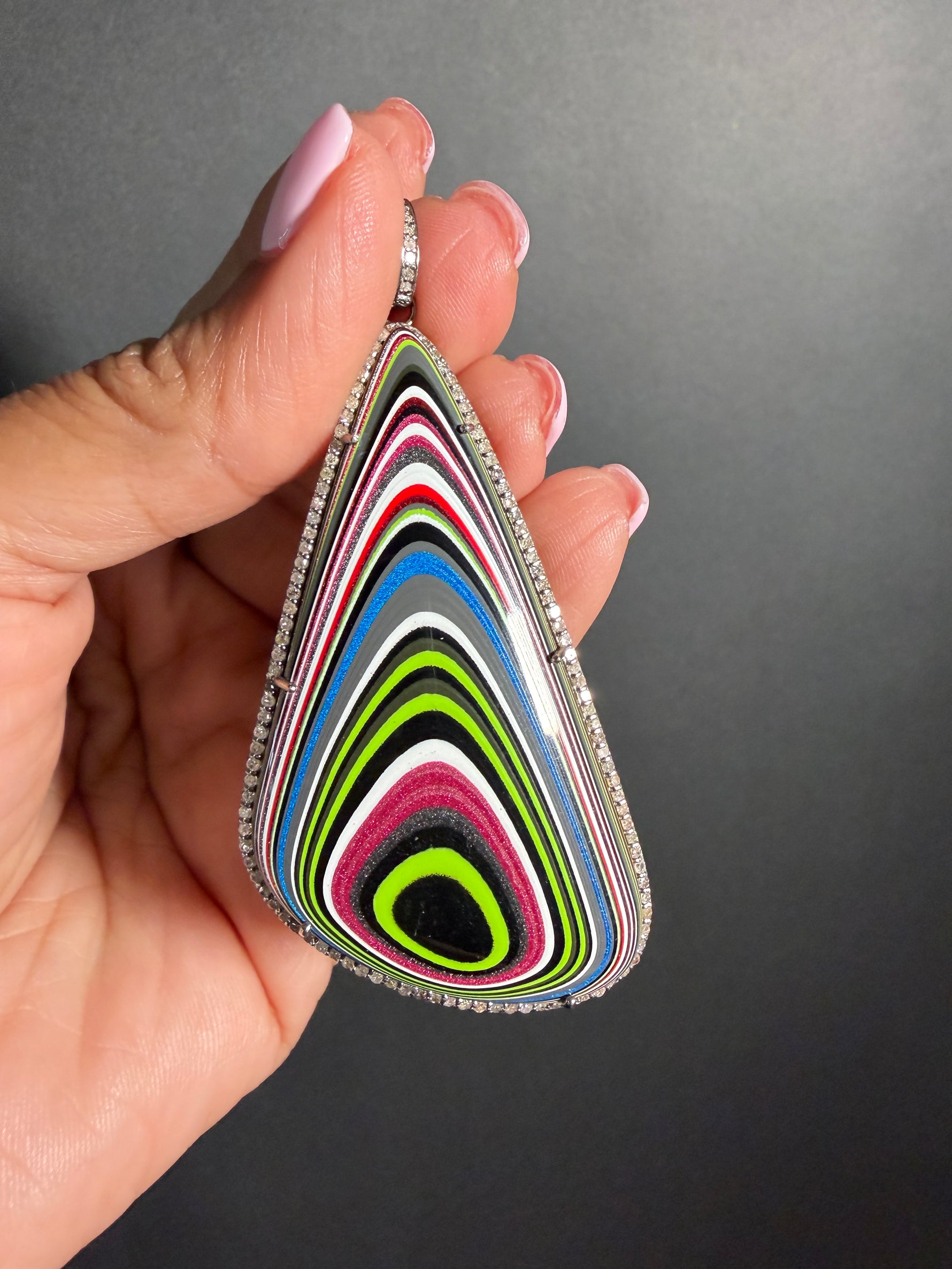 Limited Edition Gray Fordite Diamond Pendant | Ulka Rocks