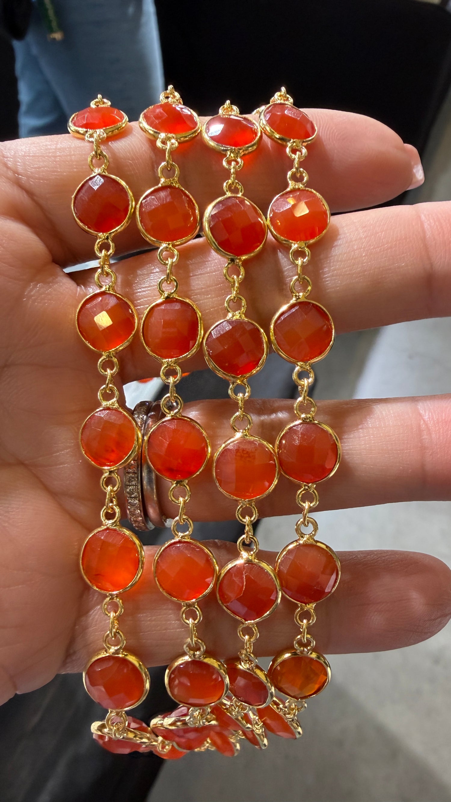 Gold Vermeil Necklace With Carnelian 36 inches