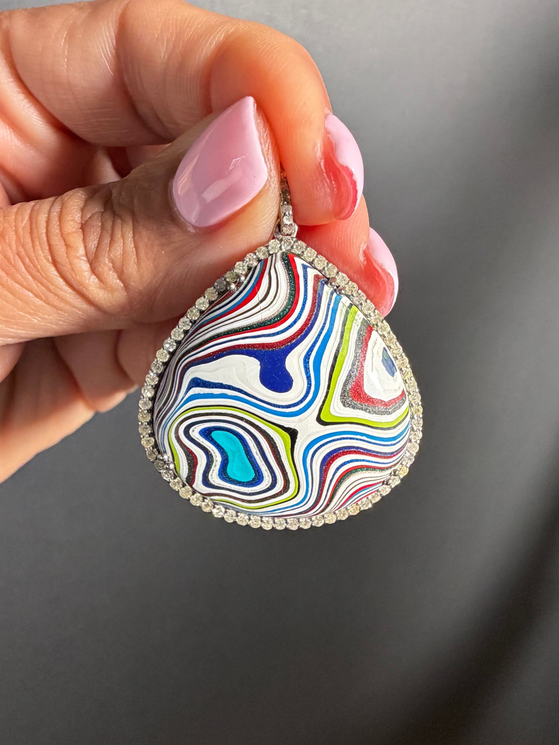 Limited Edition Black Fordite Diamond Pendant | Ulka Rocks