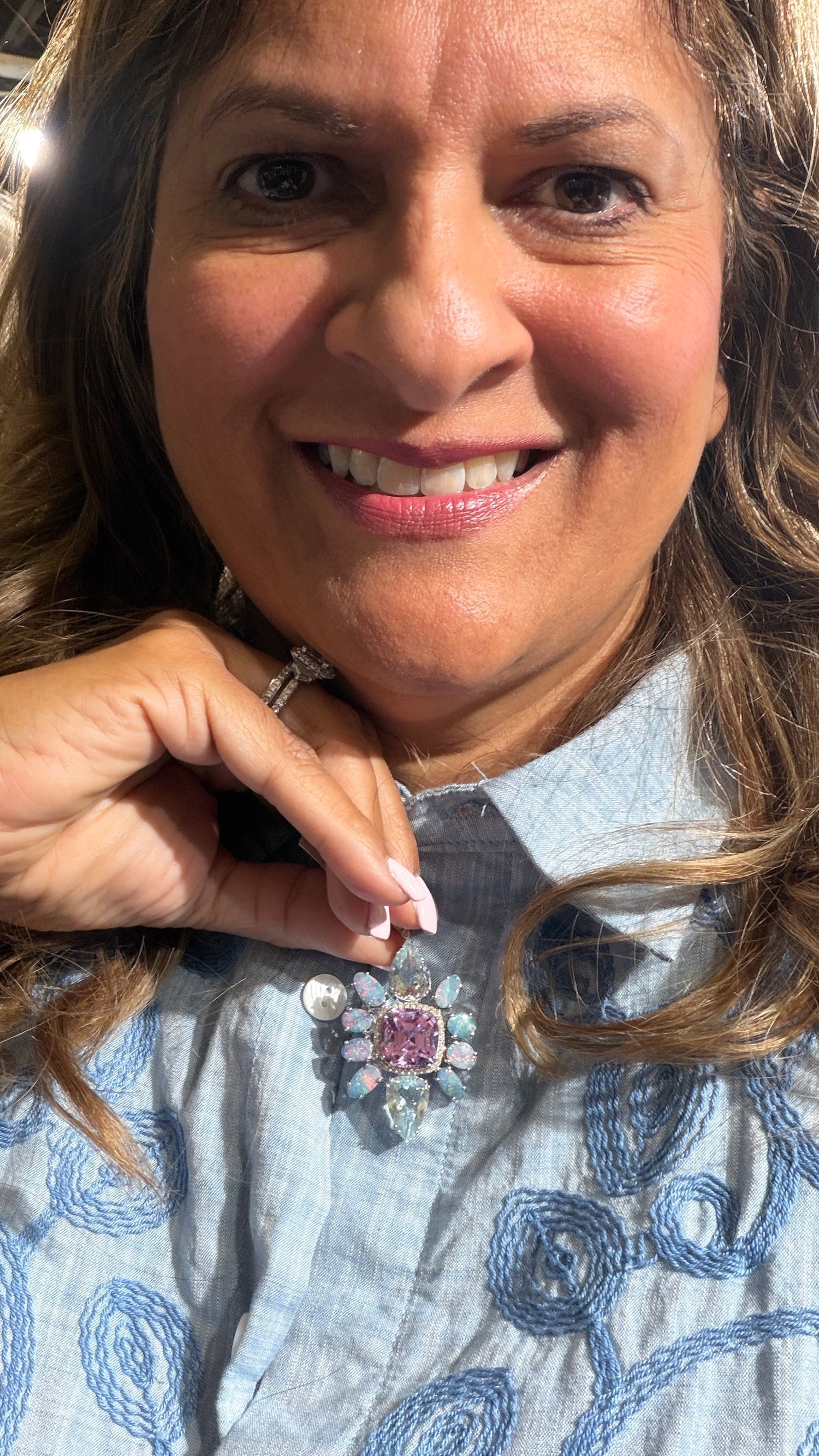 Sterling Silver Pendant With Kunzite And Aquamarine