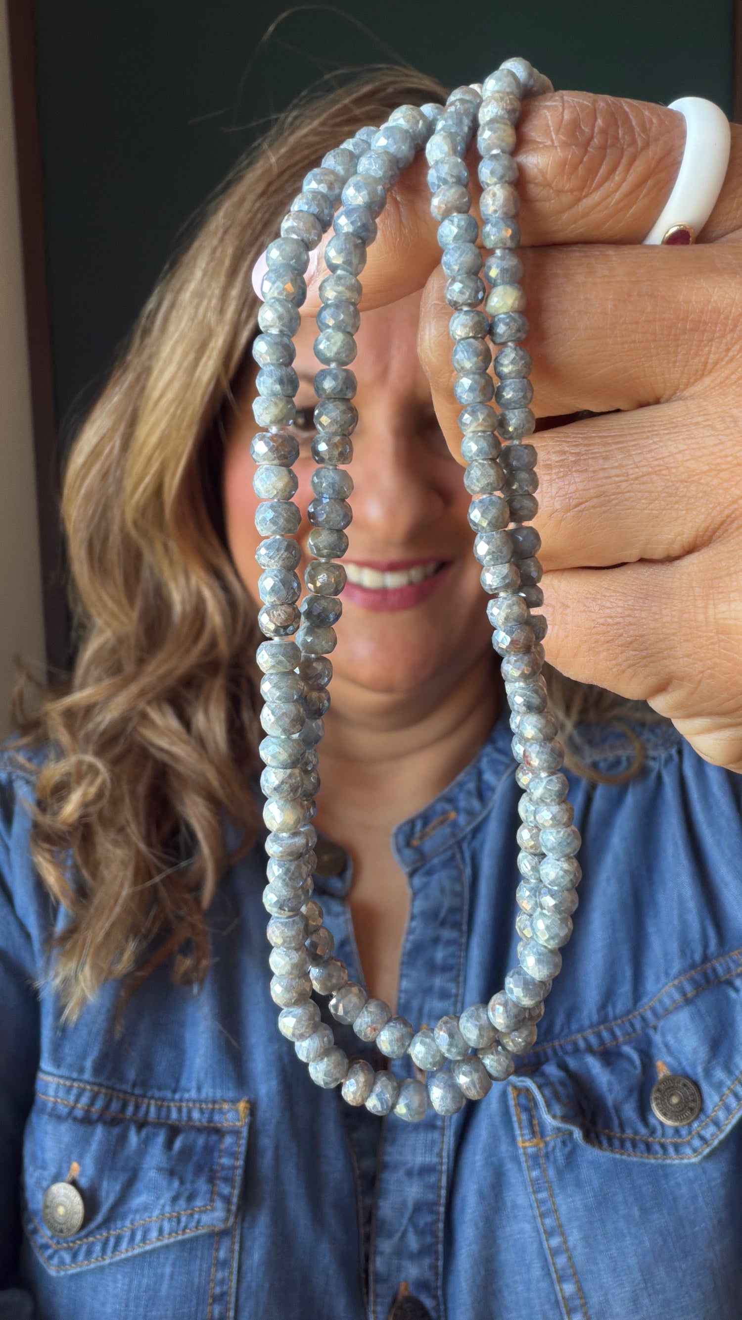 Sterling Silver Necklace With Silverite 36 inches