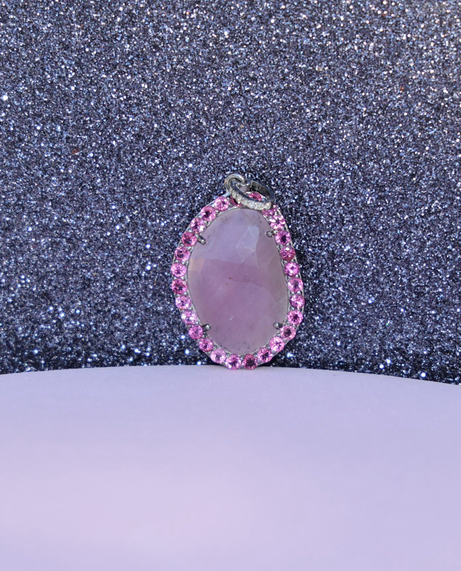 Pink Pink Sapphire Pendant Made with Sterling Silver | Ulka Rocks