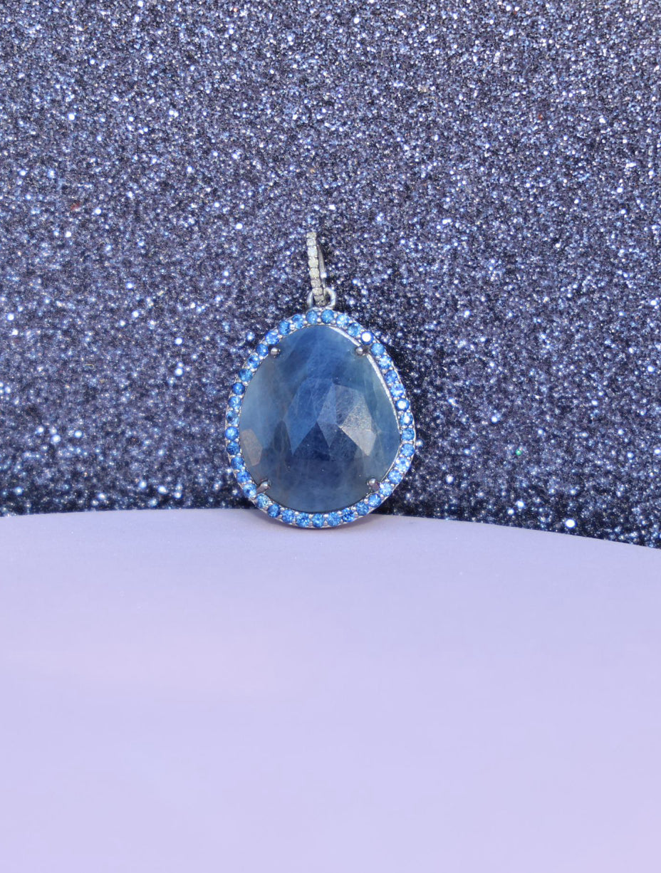 Raw To Radiant Blue Blue Sapphire Pendant | Ulka Rocks