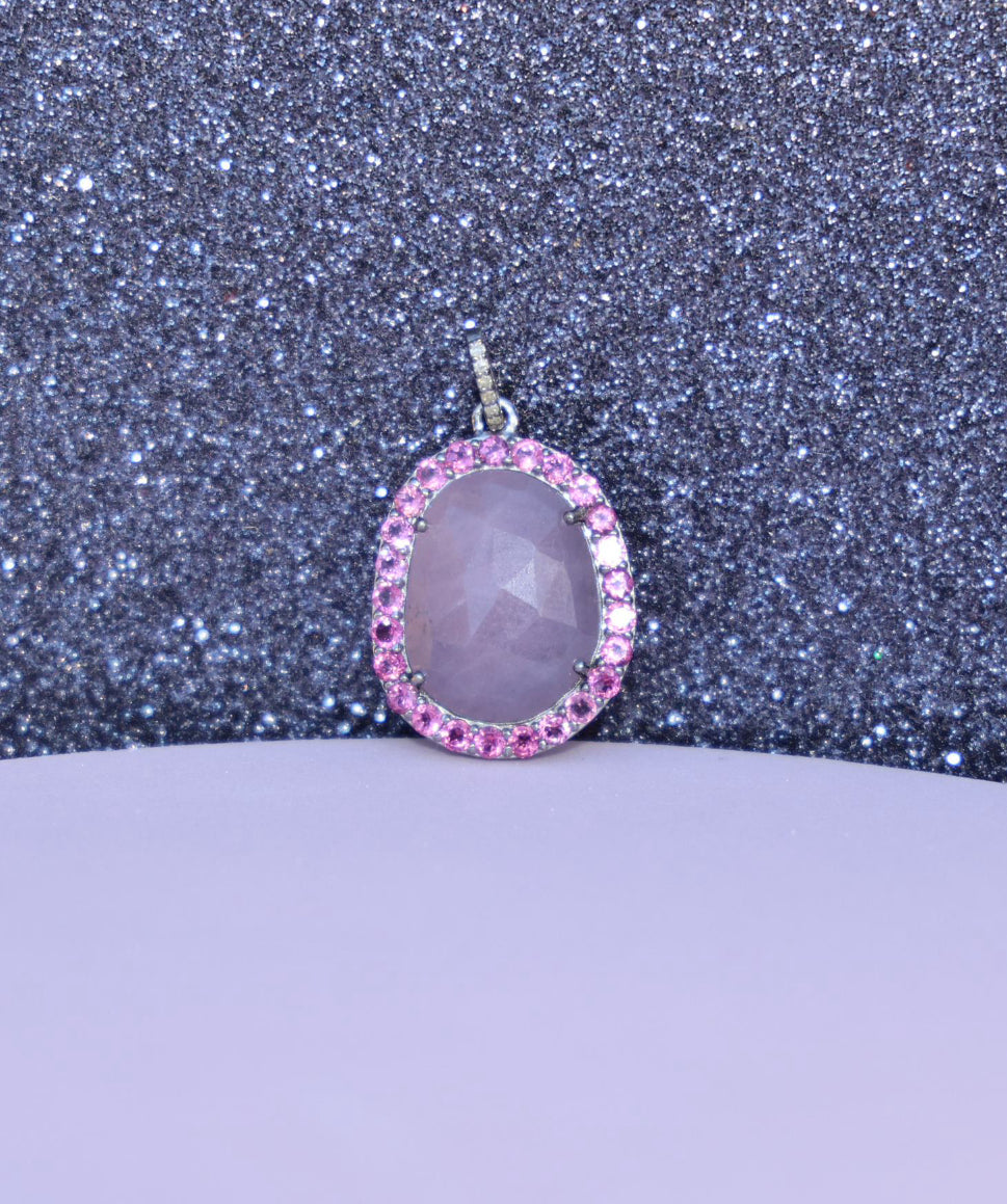 Reserved: Raw To Radiant Pink Gray Sapphire Pendant | Ulka Rocks