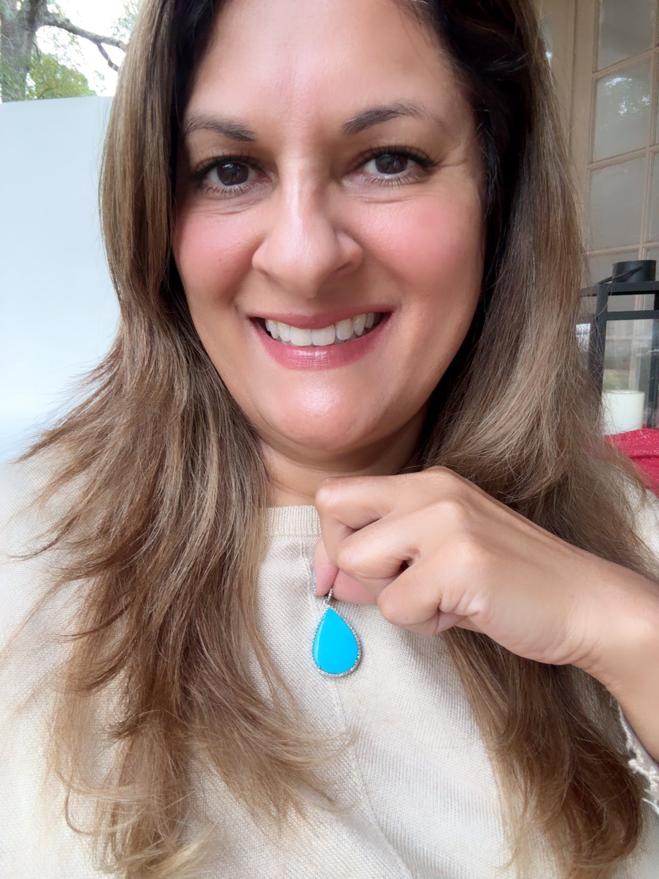 Sleeping Beauty Blue Turquoise Diamond Pendant | Ulka Rocks