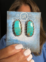 Kingman Blue Turquoise Sterling Silver Earrings | Ulka Rocks