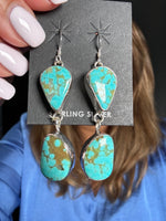 Kingman Blue Turquoise Sterling Silver Earrings | Ulka Rocks