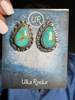 Kingman Blue Turquoise Sterling Silver Earrings | Ulka Rocks