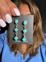 Kingman Blue Turquoise Sterling Silver Earrings | Ulka Rocks