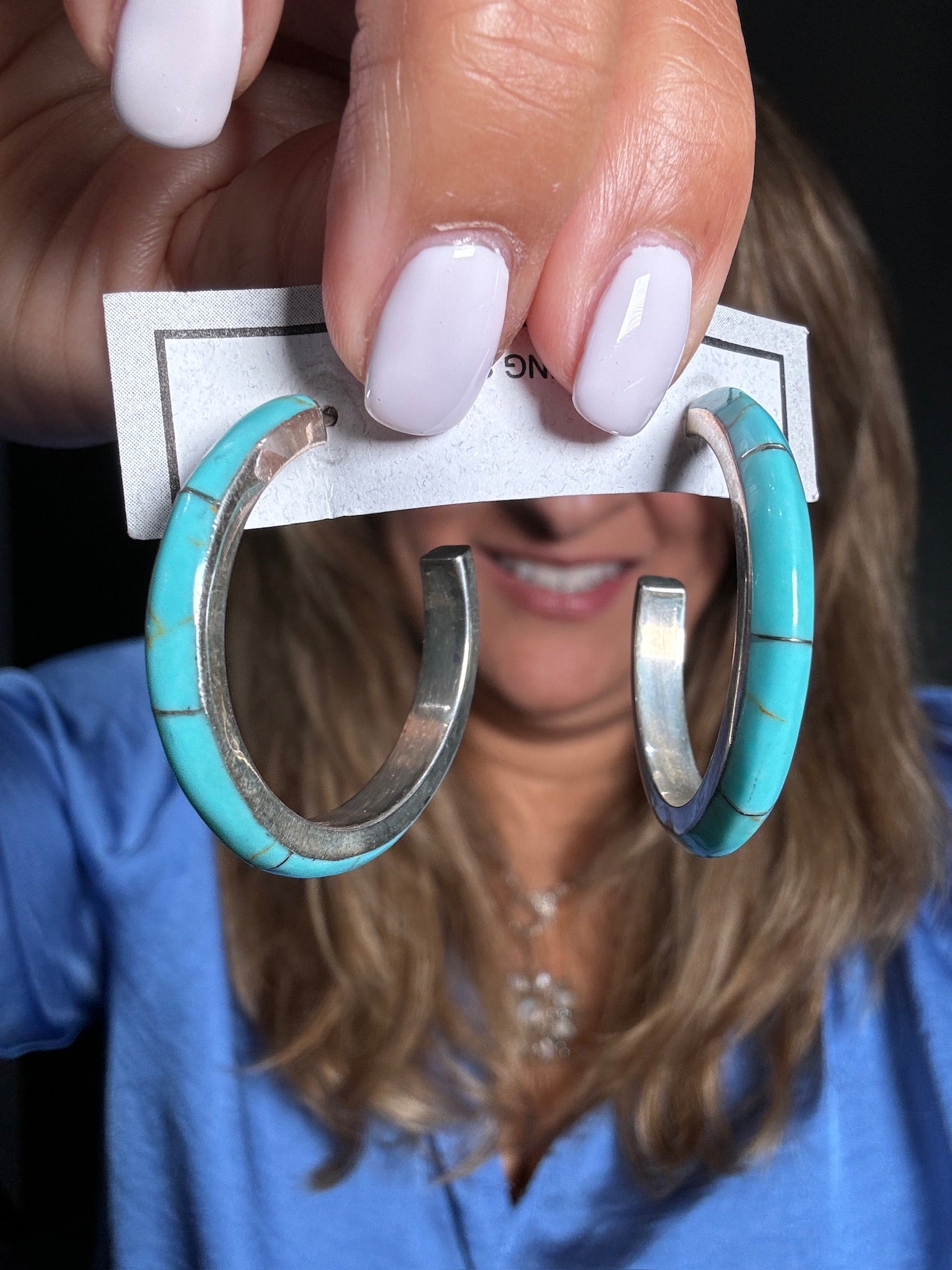 Turquoise jewelry alternate angle showing natural stone variation