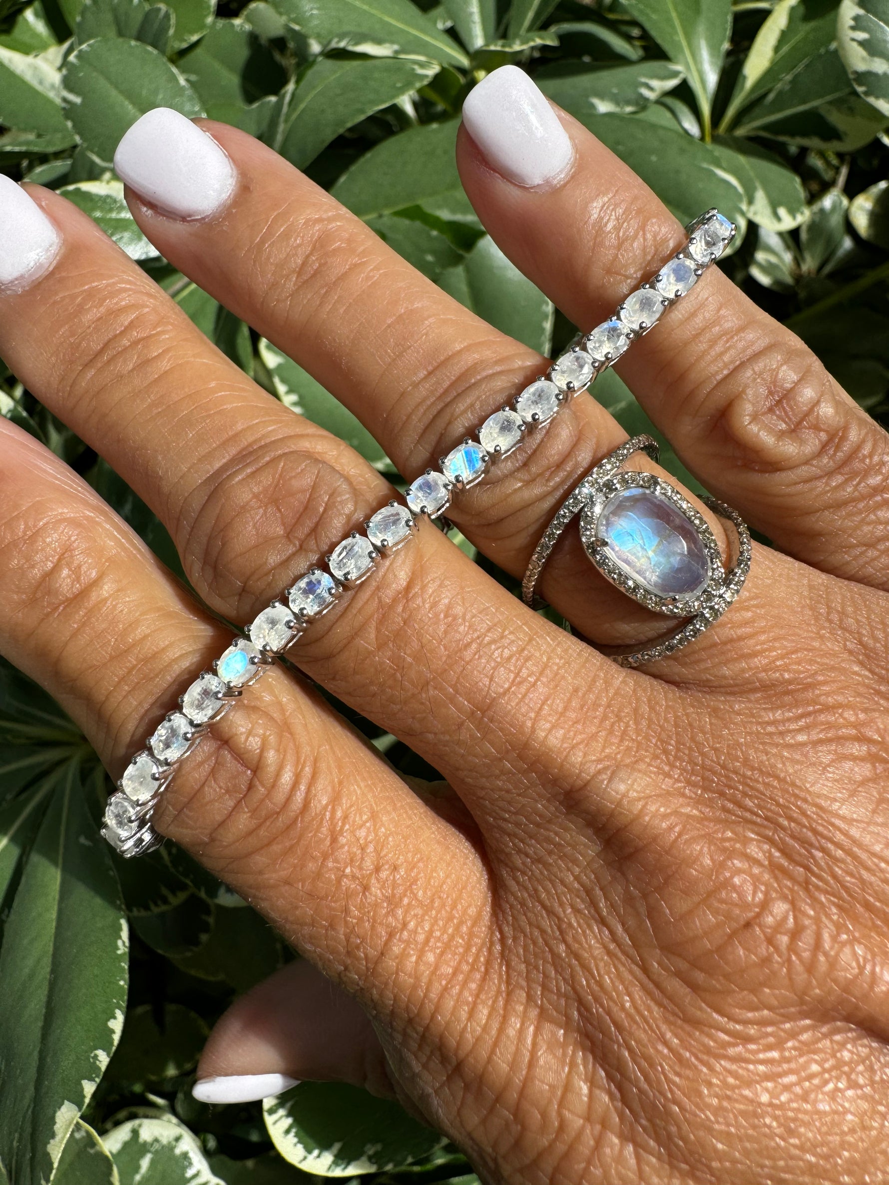 Rainbow Blue Moonstone Tennis Bracelet | Ulka Rocks