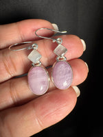 Rare Kunzite and Pink Moonstone Silver Drop Earrings | Ulka Rocks