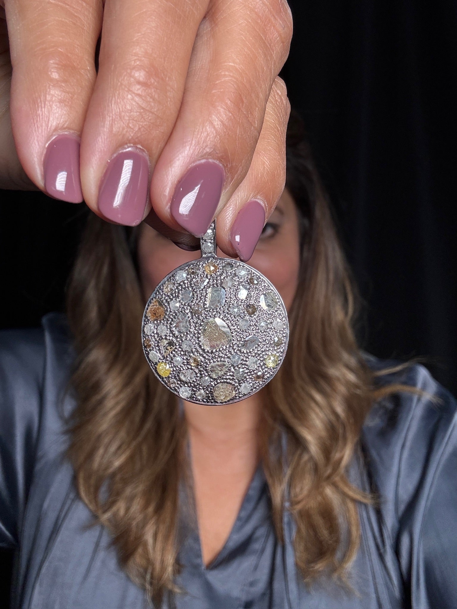 Colored Diamond Circle Pendant | Ulka Rocks