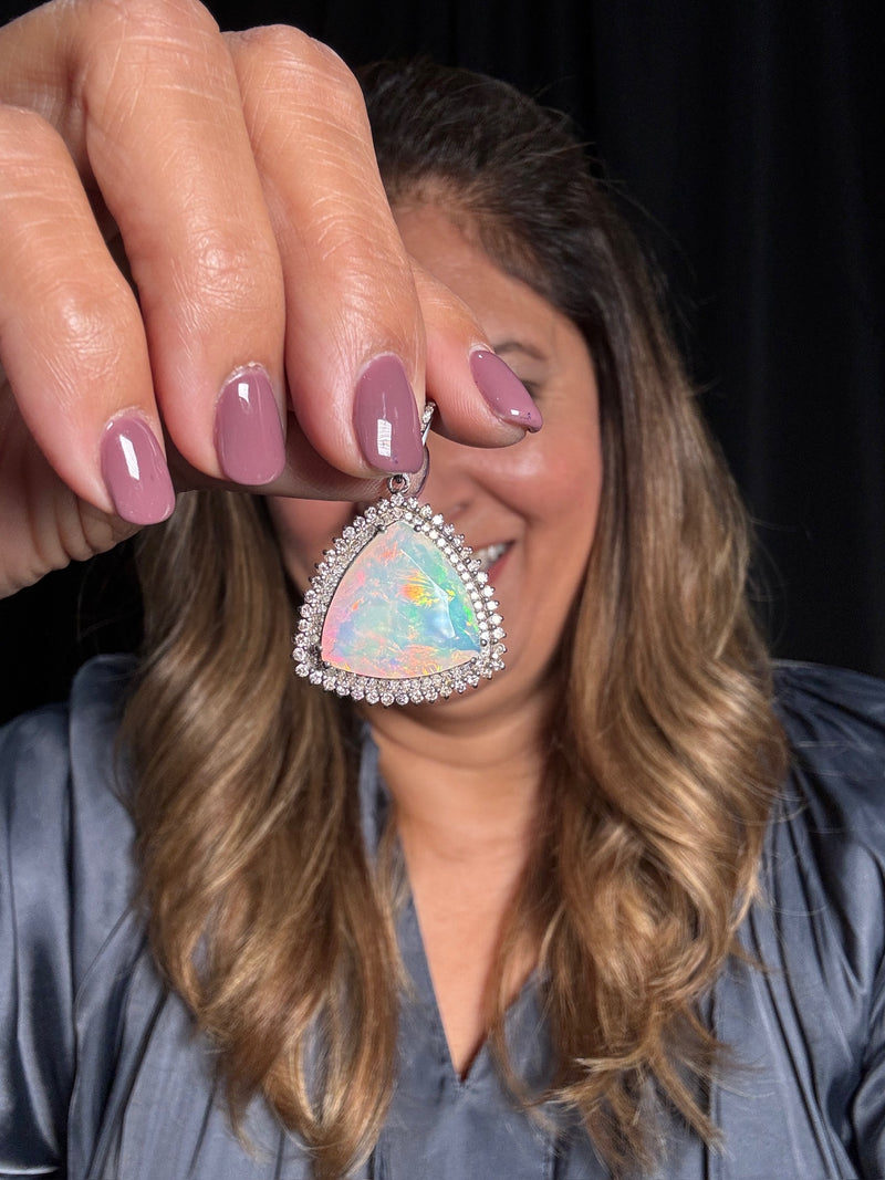 Opal trillion pendant