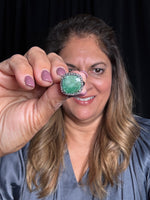 Diamond & Green Emerald Sterling Silver Ring | Ulka Rocks