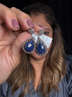 Blue Blue Sapphire Teardrop Earrings | Ulka Rocks