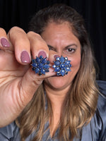Blue Blue Sapphire Flower Stud Earrings | Ulka Rocks