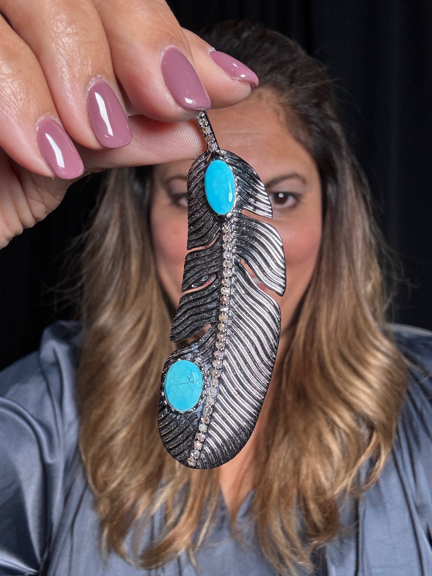 Feather Pendant - Blue Turquoise | Ulka Rocks