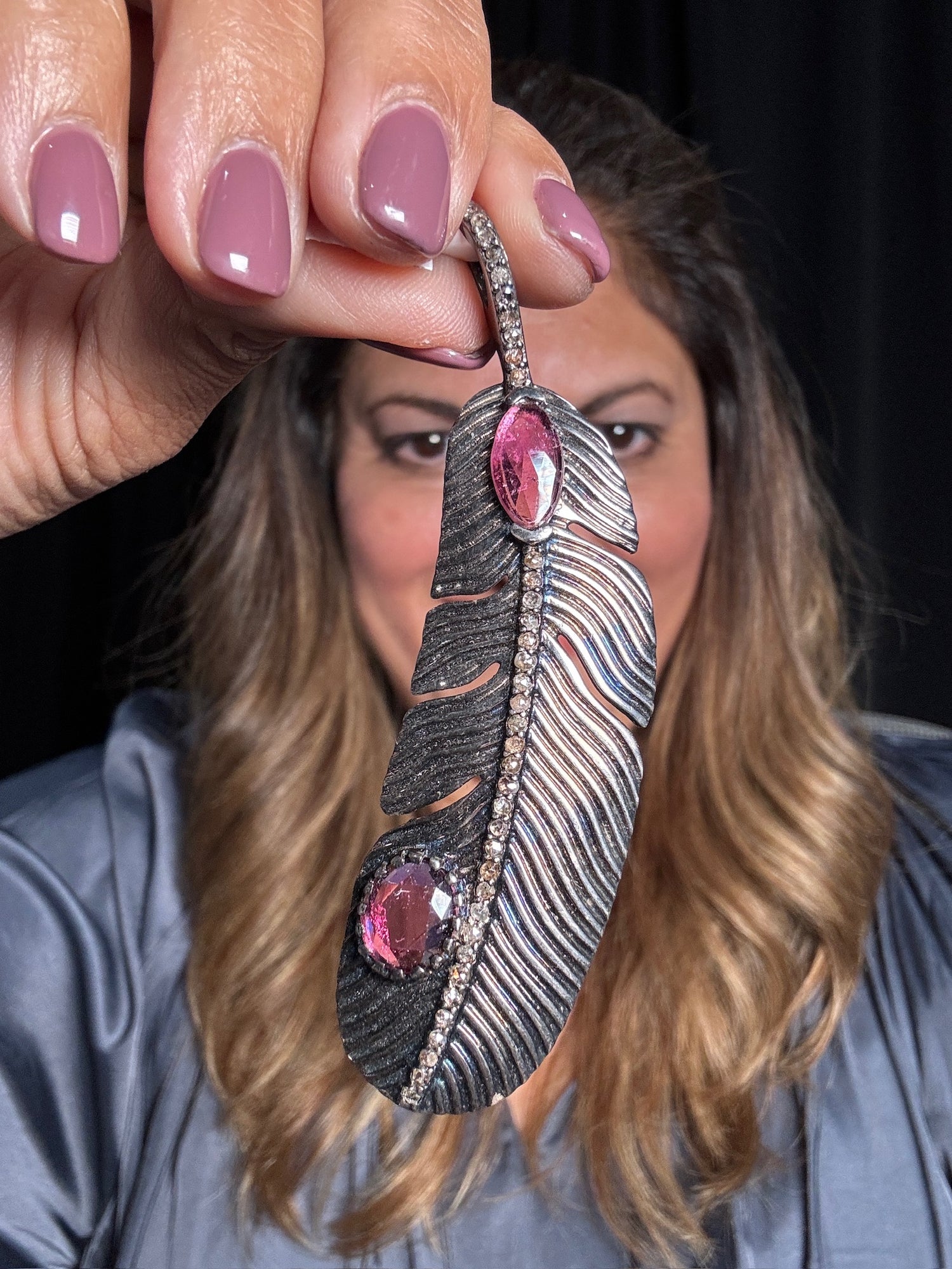 Feather Pendant - Pink Tourmaline | Ulka Rocks