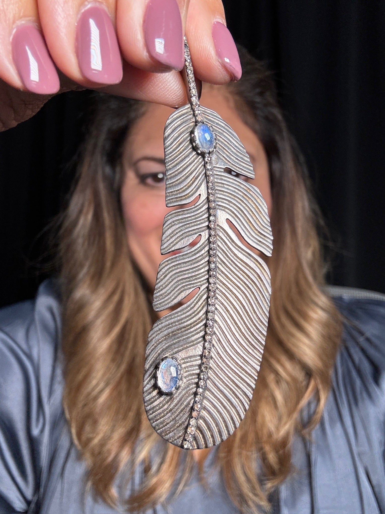 Feather Pendant - Blue Moonstone | Ulka Rocks