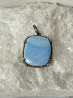 Light Blue Owyhee Blue Opal Diamond Pendant | Ulka Rocks