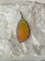Rare Hydrogrossular Orange Garnet Diamond Pendant | Ulka Rocks