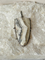 Silver Lace Gray Agate Arrow Diamond Pendant | Ulka Rocks