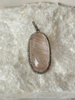 Unique Pink Copper Rutile Brown Quartz Diamond Pendant | Ulka Rocks