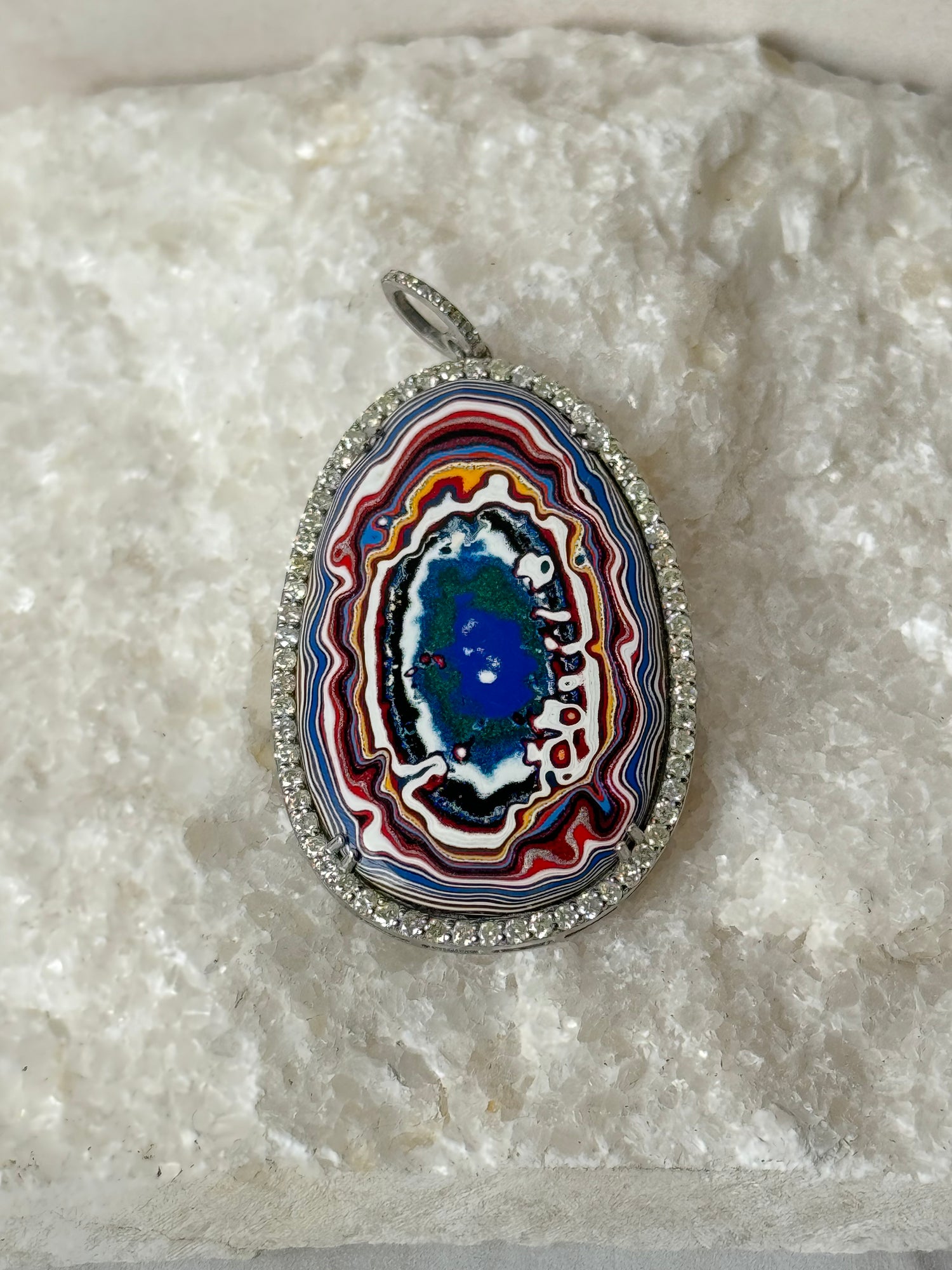 Limited Edition Red Fordite Diamond Pendant | Ulka Rocks