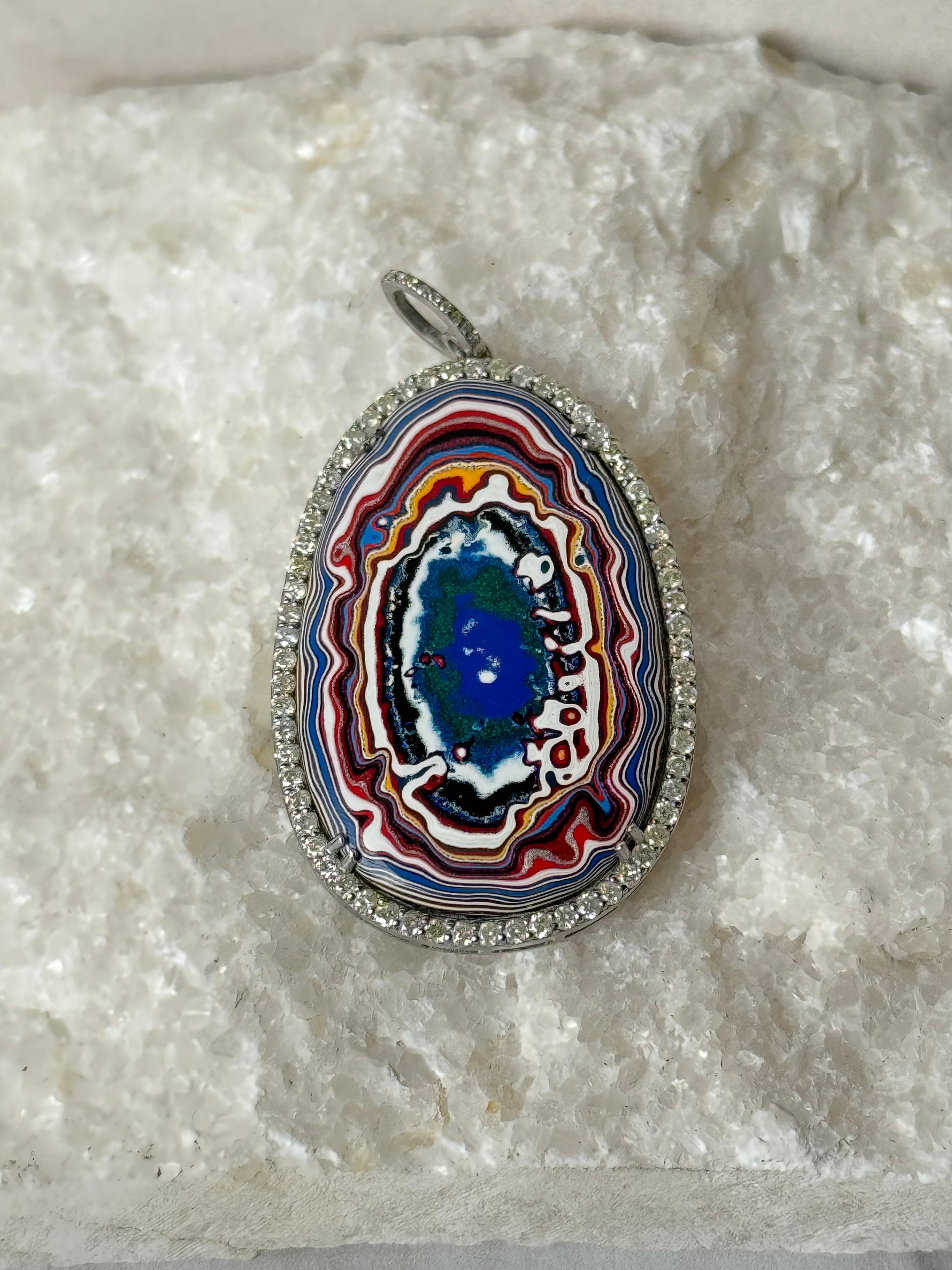 Limited Edition Red Fordite Diamond Pendant | Ulka Rocks