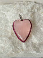 Pink Rose Red Quartz Ruby Heart Pendant | Ulka Rocks