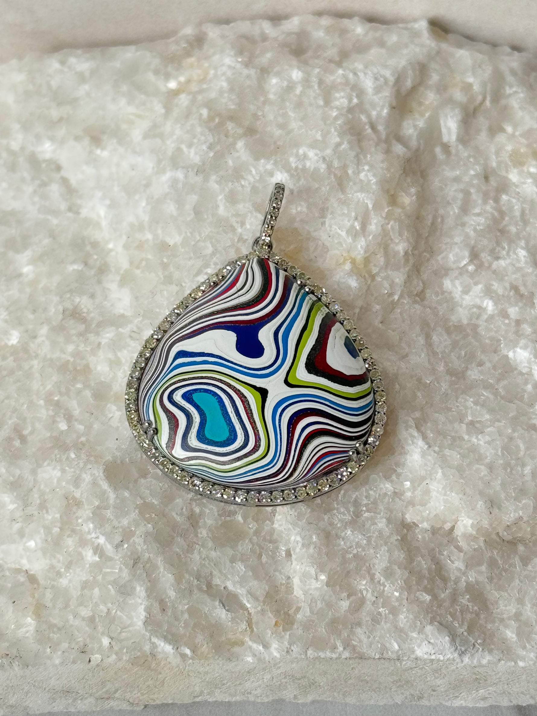 Limited Edition Black Fordite Diamond Pendant | Ulka Rocks