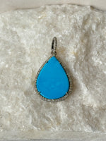 Sleeping Beauty Blue Turquoise Diamond Pendant | Ulka Rocks