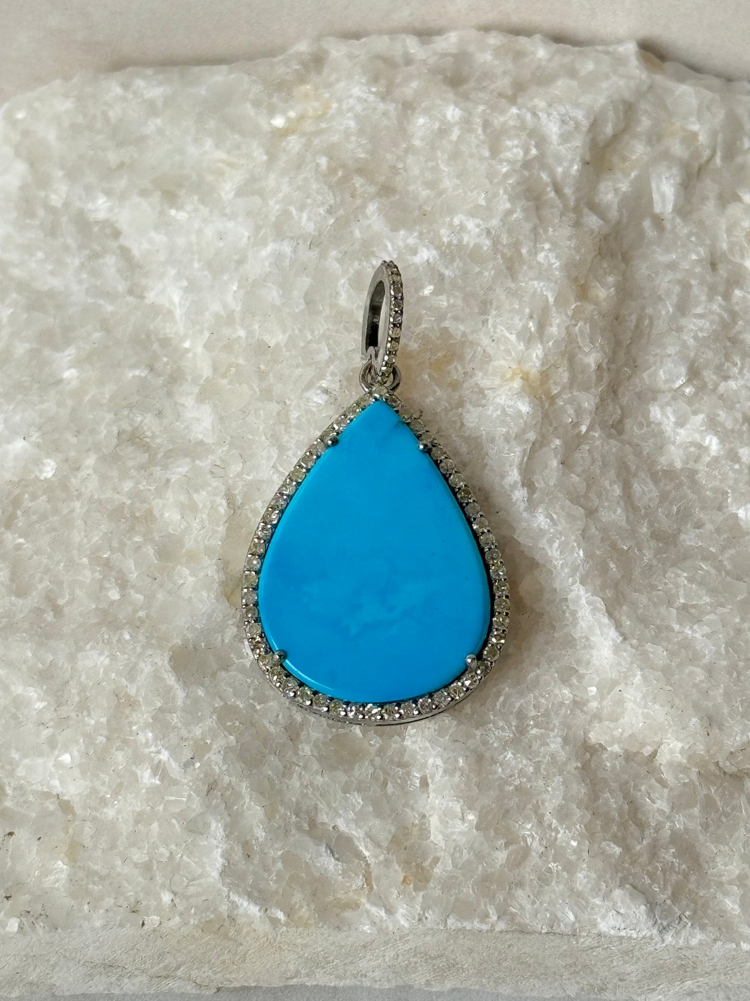 Sleeping Beauty Blue Turquoise Diamond Pendant | Ulka Rocks