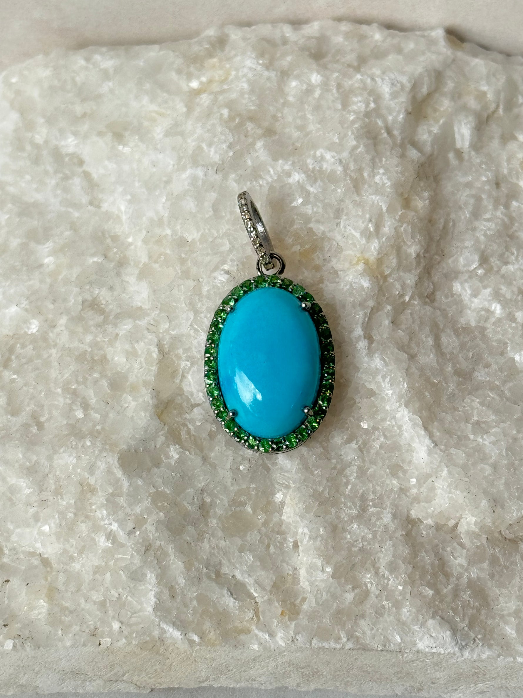 Sleeping Beauty Green Turquoise Tsavorite Pendant | Ulka Rocks