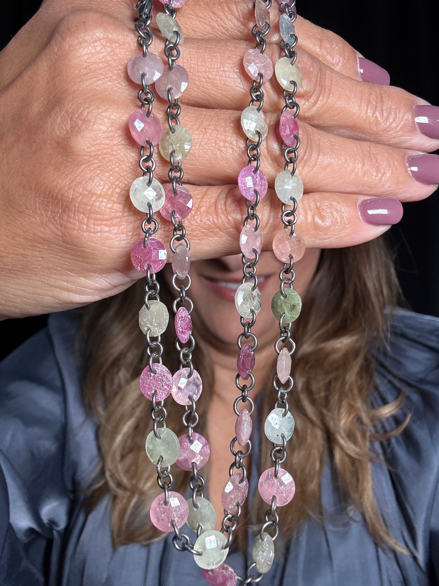 Pink Sapphire Sterling Silver Necklace | Ulka Rocks