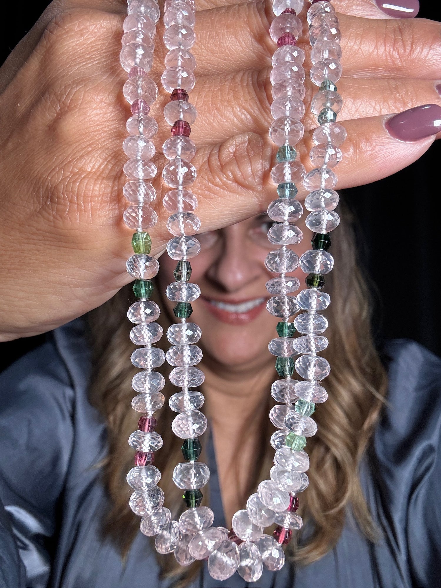 Pink Tourmaline and Morganite Beaded Necklace | Ulka Rocks