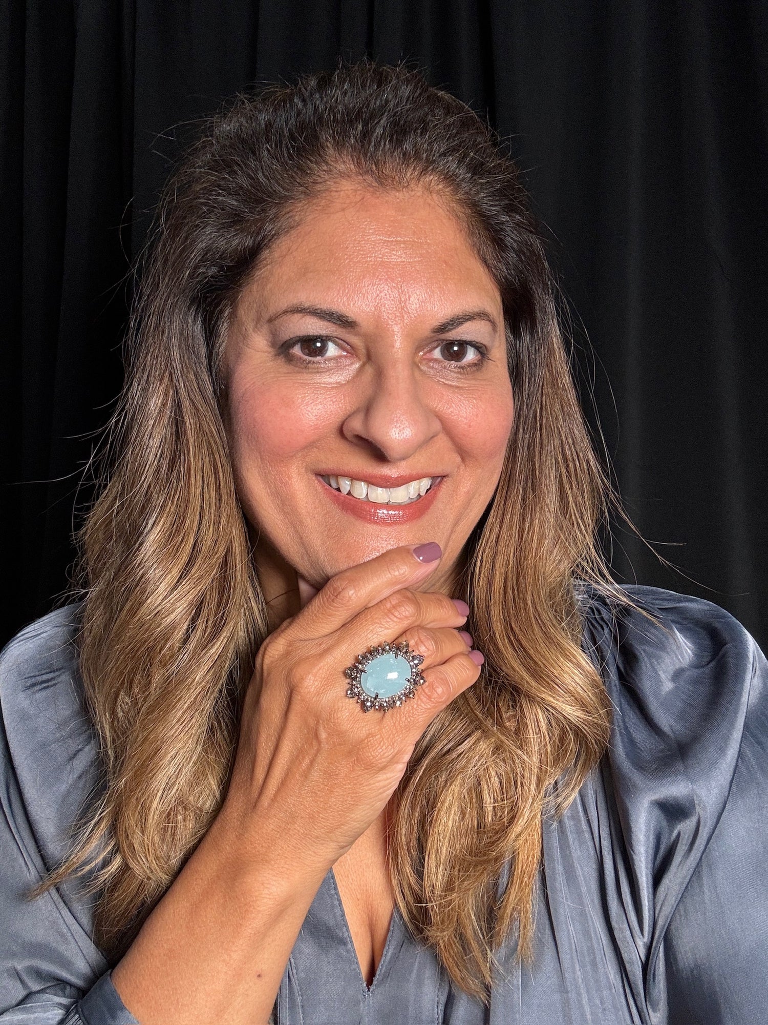 Blue Aquamarine and Diamond Ring | Ulka Rocks