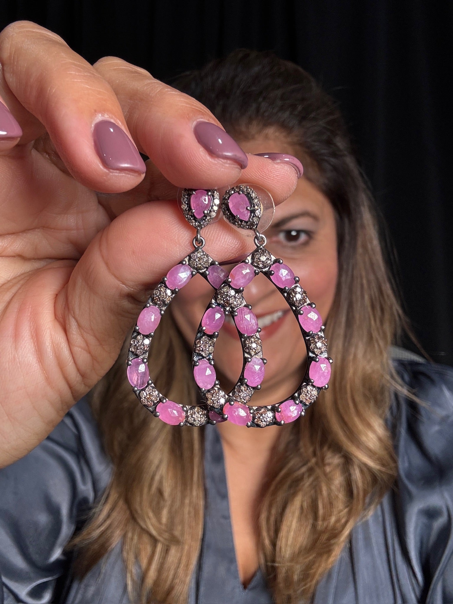 Pink Sapphire Teardrop Earrings | Ulka Rocks