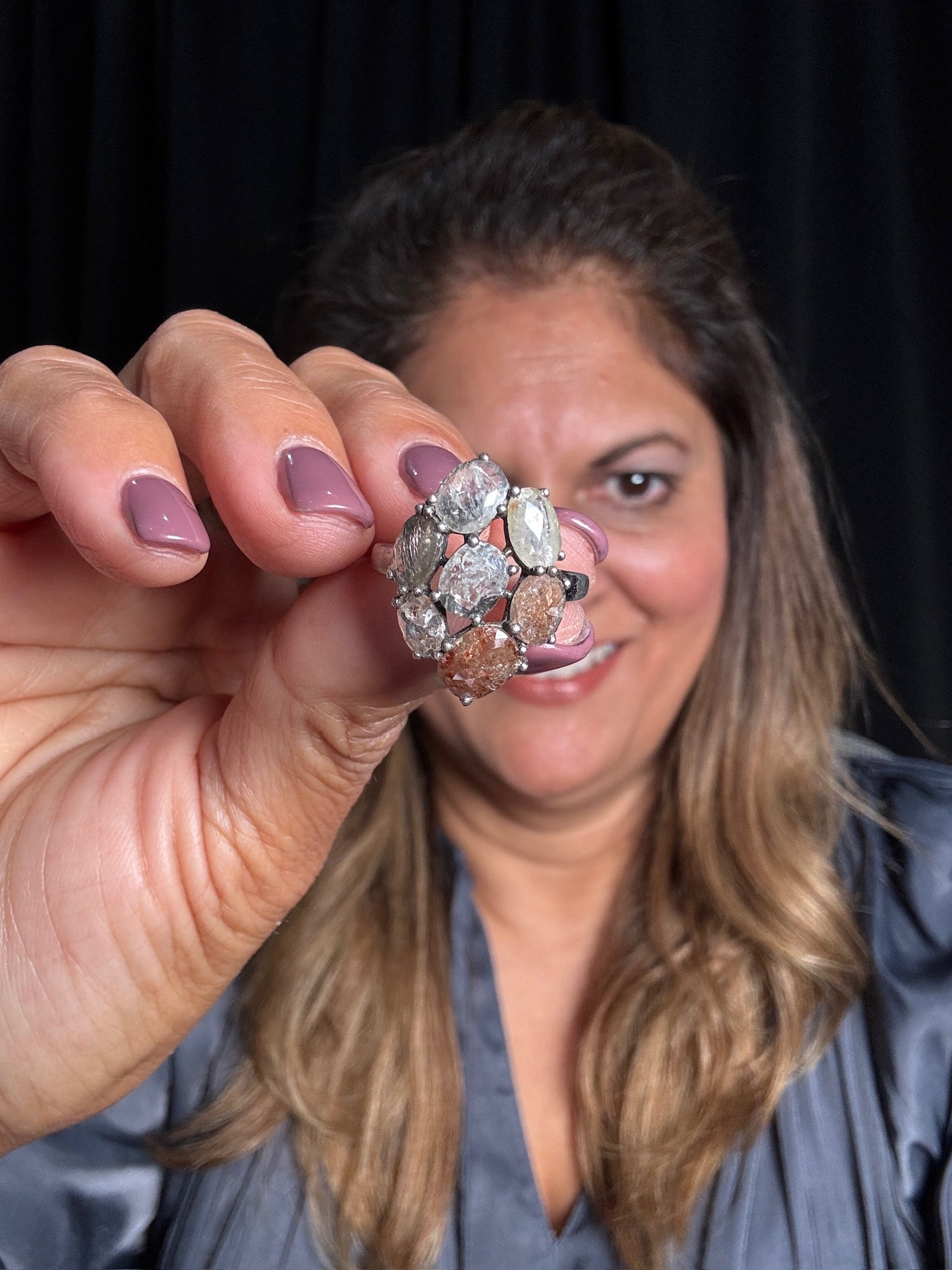 Colored Diamond Flower Ring | Ulka Rocks