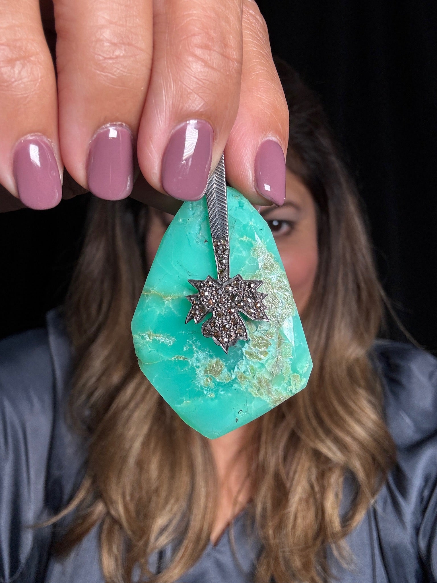 Green Chrysoprase Leaf Pendant | Ulka Rocks