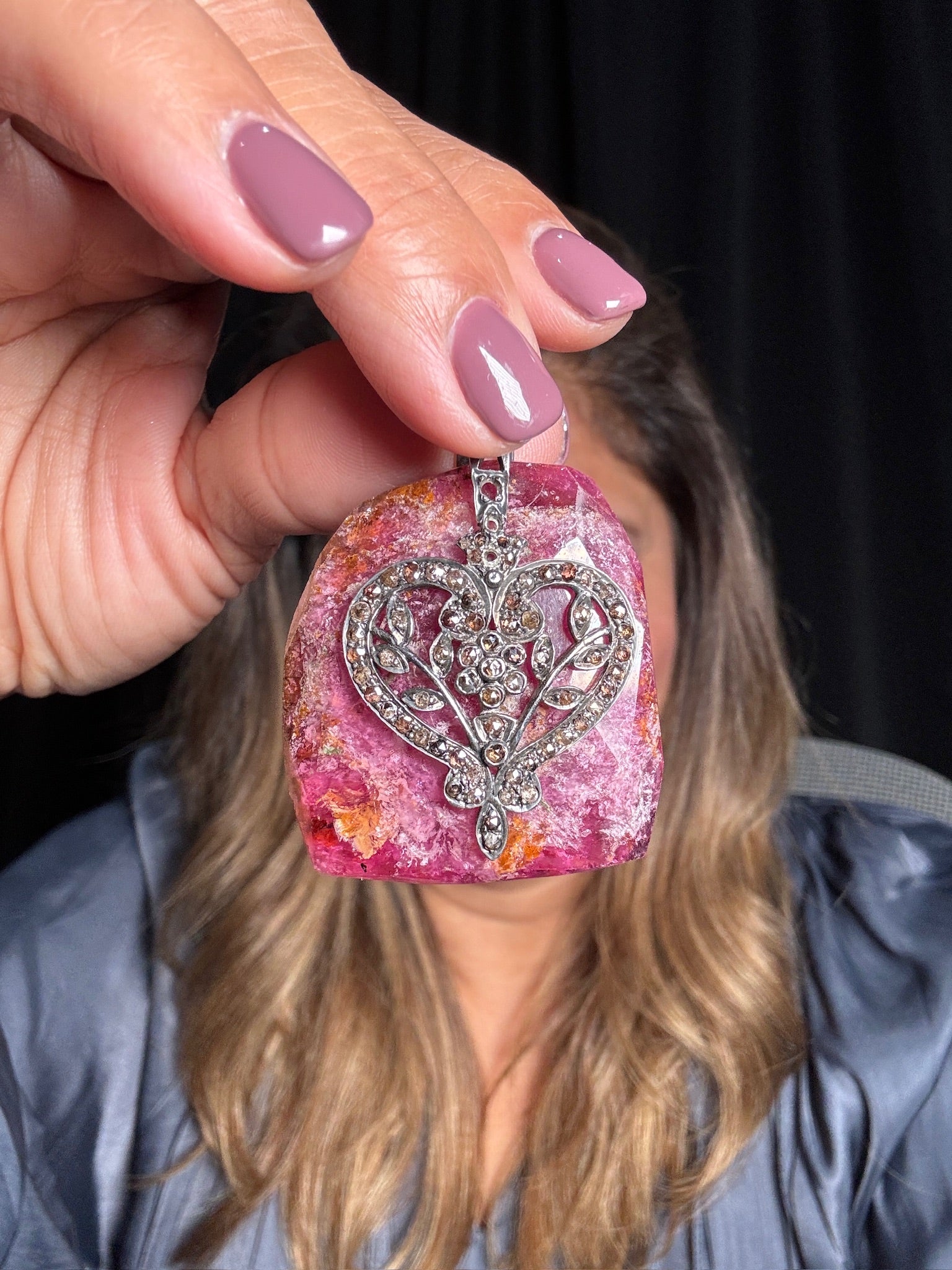 Pink Pink Tourmaline Heart Pendant | Ulka Rocks