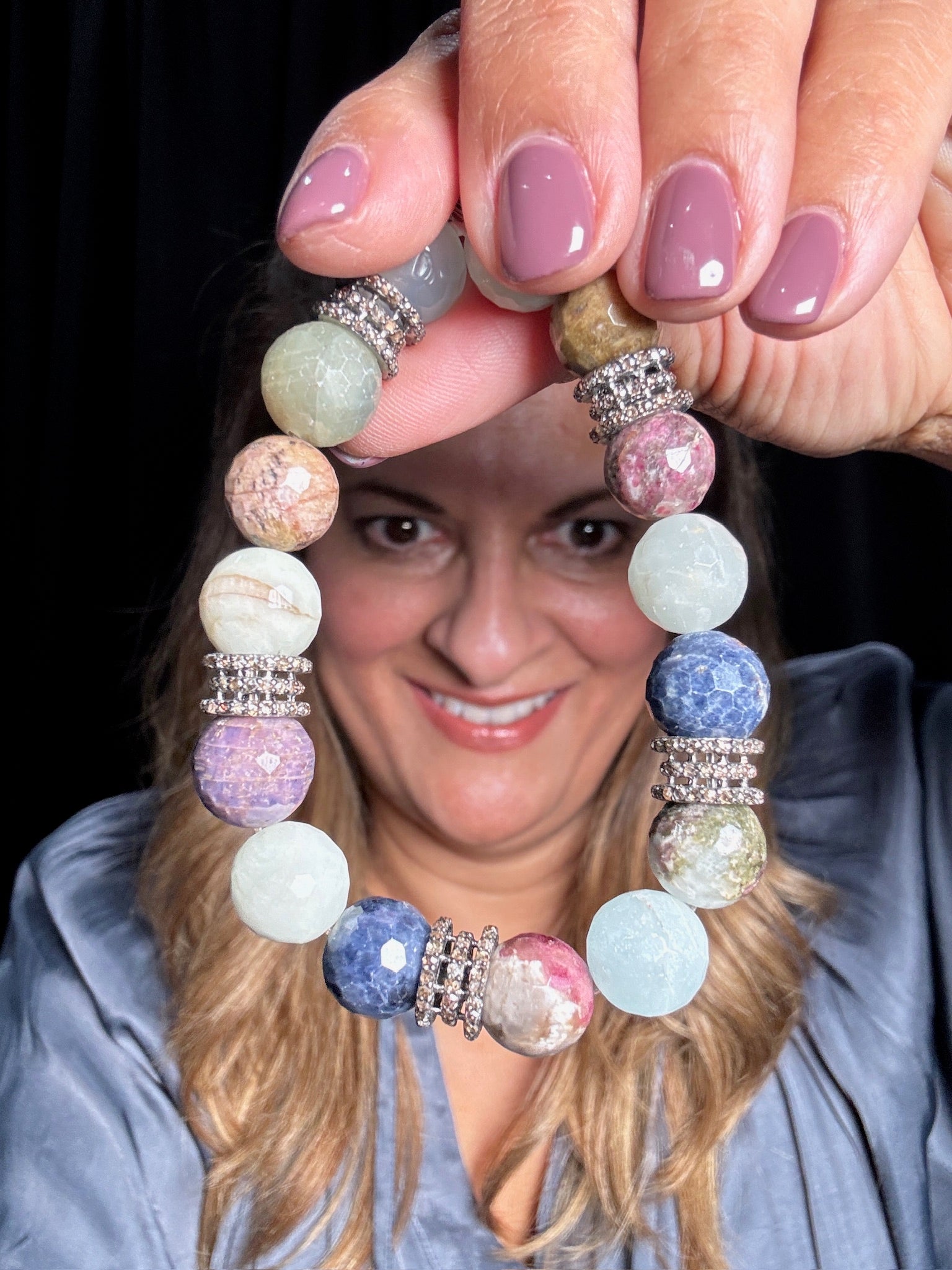 Pink Sapphire Stretch Bracelet | Ulka Rocks