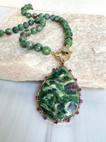 Pink Ruby Zoisite Necklace and Pendant Set | Ulka Rocks