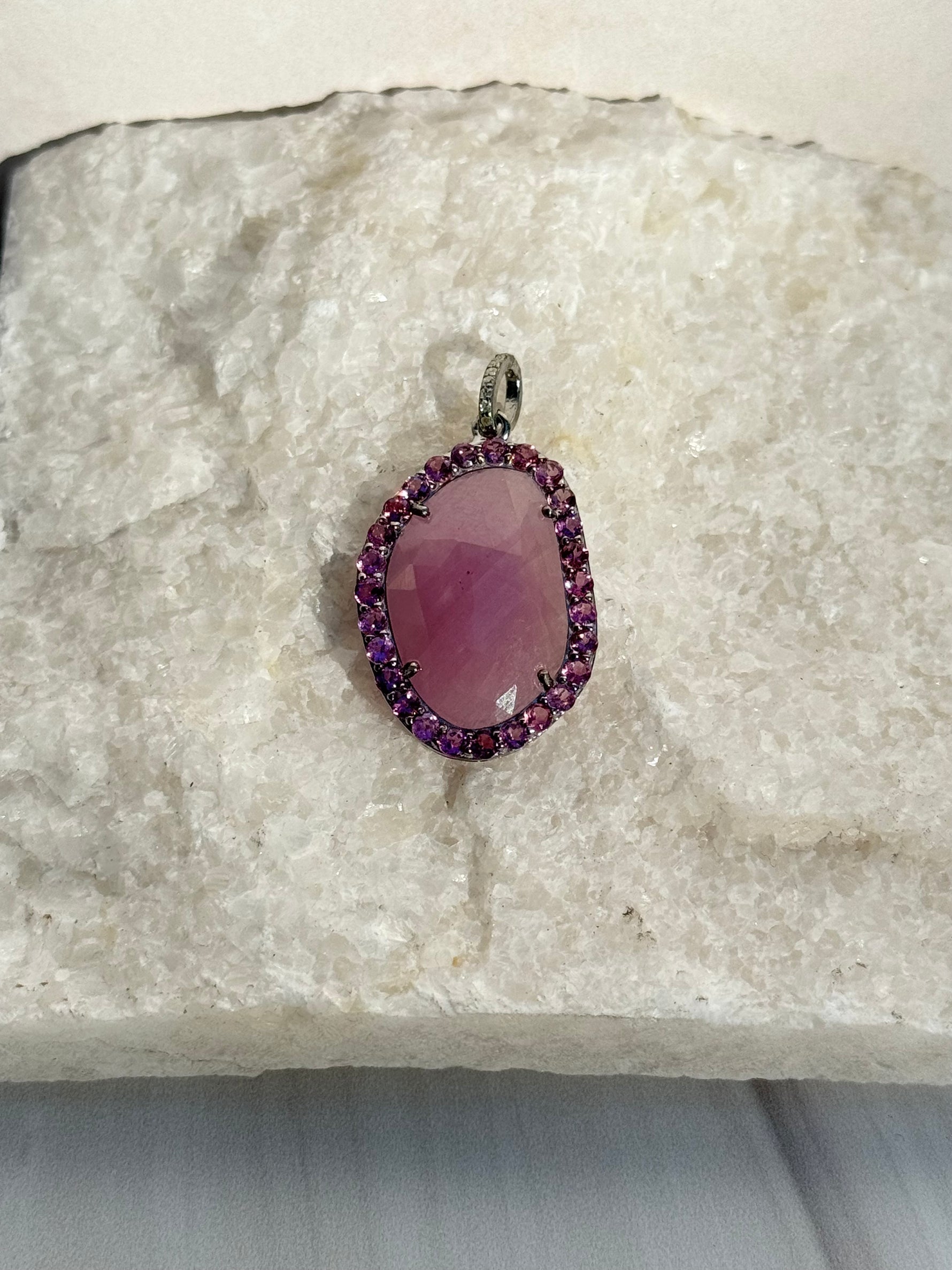 Pink Pink Sapphire Pendant Made with Sterling Silver | Ulka Rocks